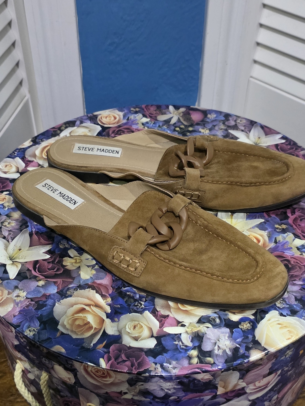 Steve Madden Women's Tan Suede Slip-On Loafer Mules